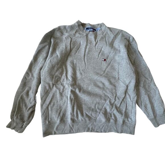 Tommy Hilfiger Y2K Flag Sweatshirt Embroidered Cotton Blend Gray XL GUC - Picture 1 of 10